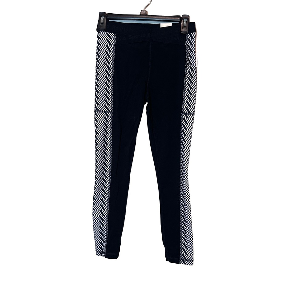 Sports Illustrated Womens‎ Black Geometric Activewear Leggings Size S New